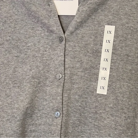 CROFT & BARROW Gray Cardigan Button Down Long Sleeve Top Sweater Plus Sz 1X NEW - Picture 3 of 8
